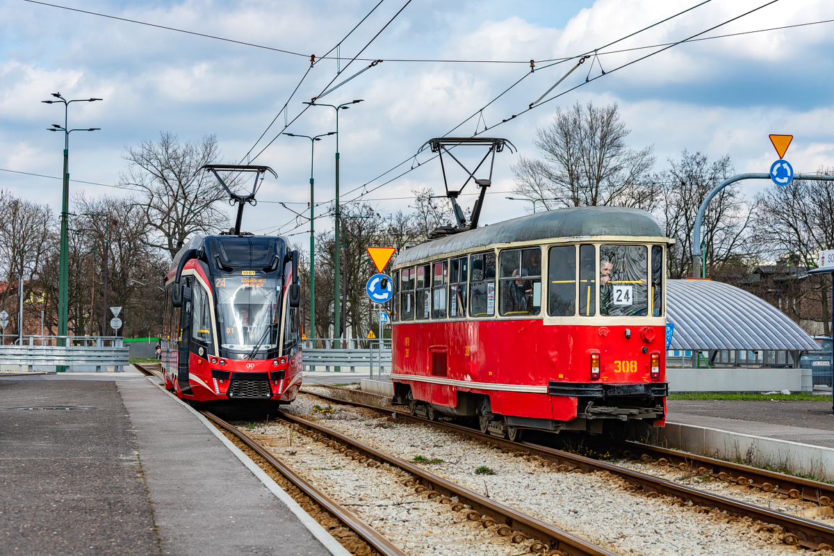 13N #308 & Moderus Beta MF10AC #1001: Sosnowiec, Sielec Osiedle Zamkowa