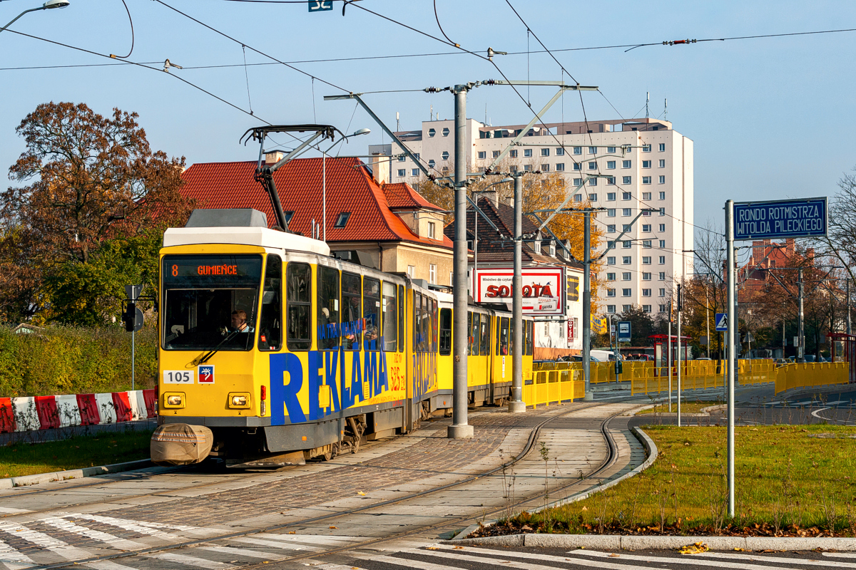 KT4Dt #105+107: Szczecin, rondo Pileckiego 